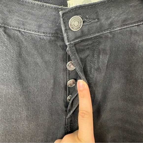 Free People Maggie Washed Black High-Rise Distressed straight Jeans 26 - Picture 5 of 11